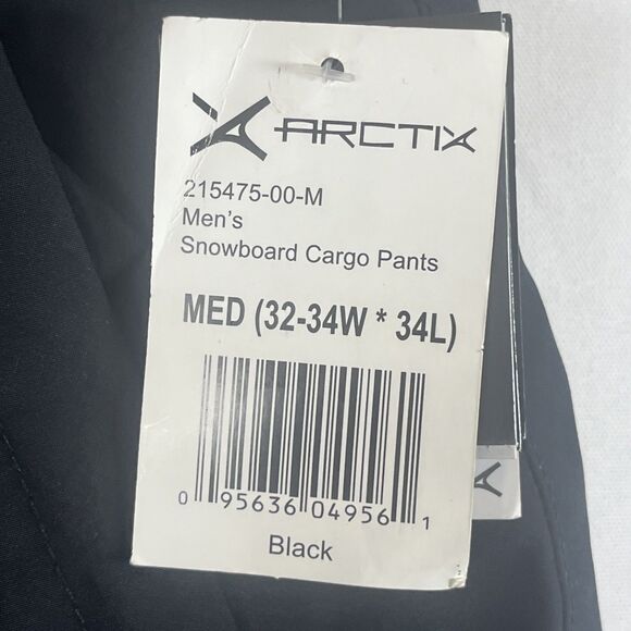 ARCTIX Snowboard Cargo Pants Men's Black Insulated Ski Pants Size M New - Picture 6 of 11